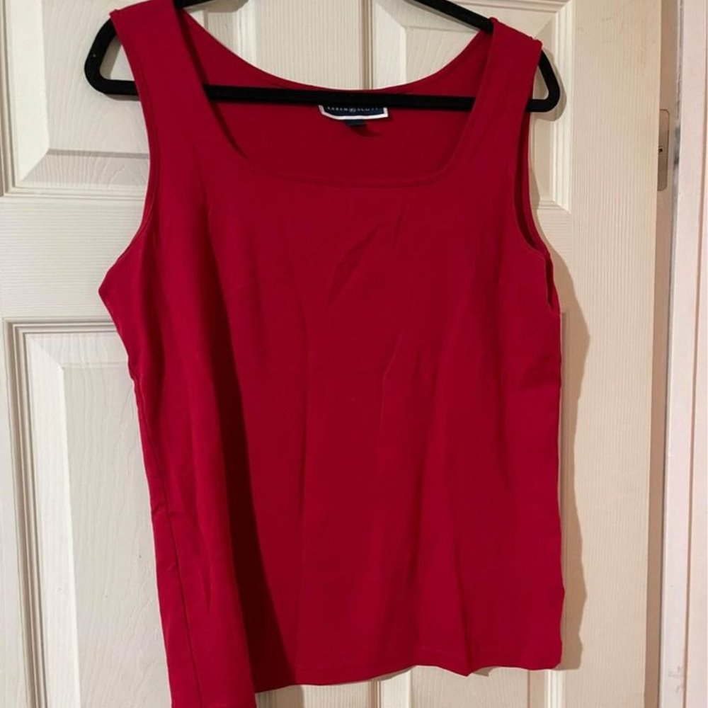Karen Scott Womens Red Tank Top Blouse